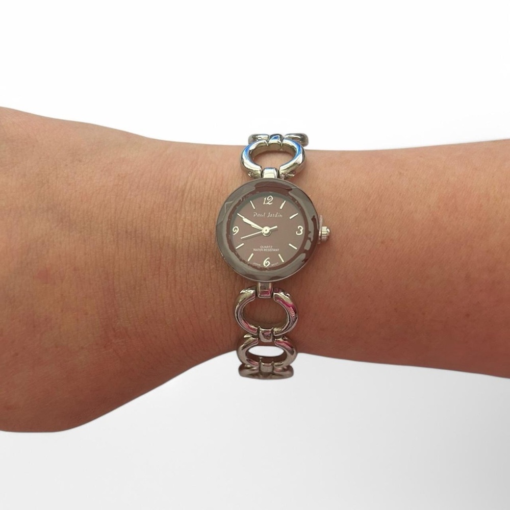 Burgundy wrist watch by Paul Jardin adjustable strap and new battery
